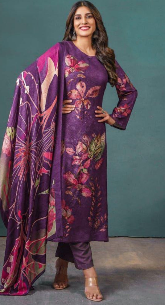 Soft viscose pashmina suit set