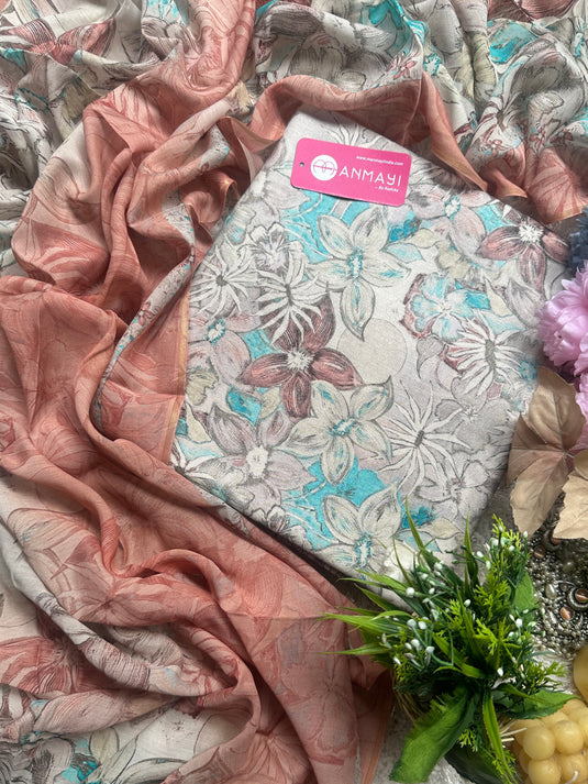 Dual Shaded alpine wool suit with Muslin Dupatta