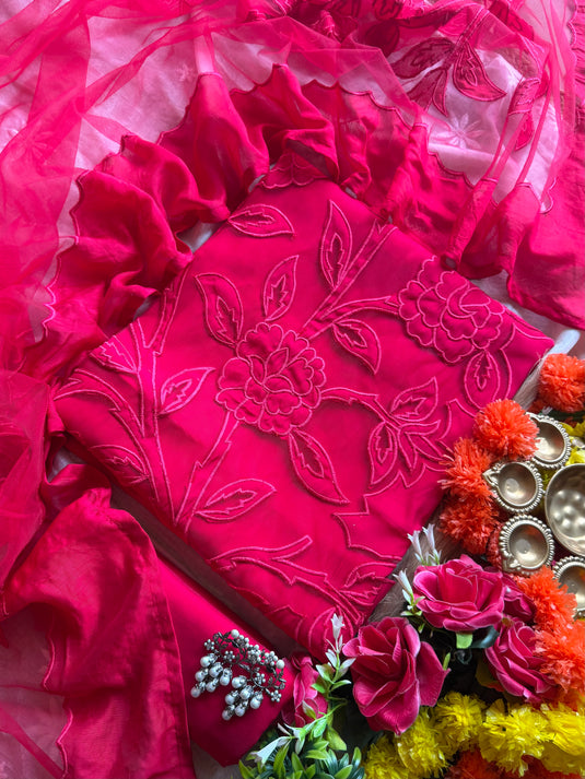 Festive modal cutwork net suit set