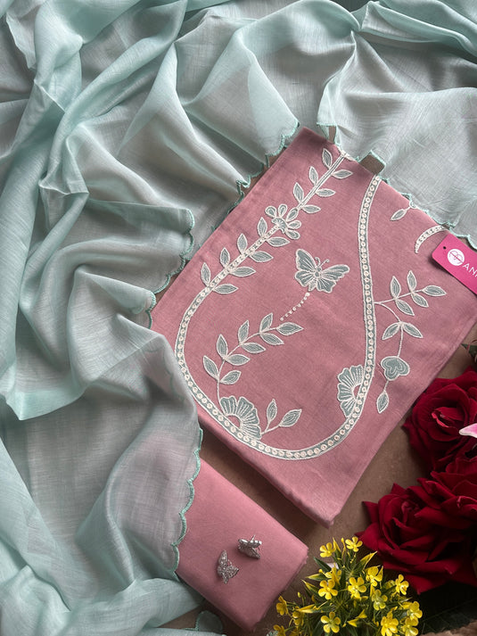 Appliqué butterfly pure mul combination suit set