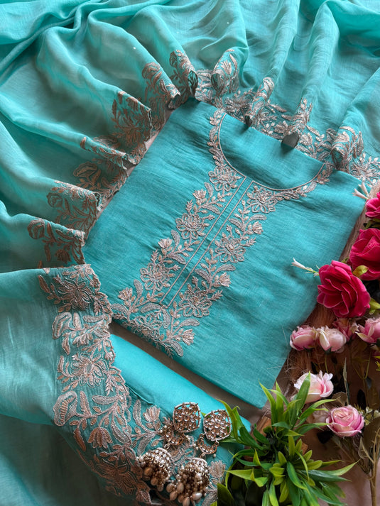 Golden Dori work pure mul cotton suit set