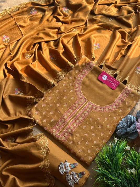 Pure and soft pashmina booti work suit set