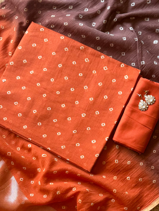 Badhani pure Mul suit set with zari weave dupatta
