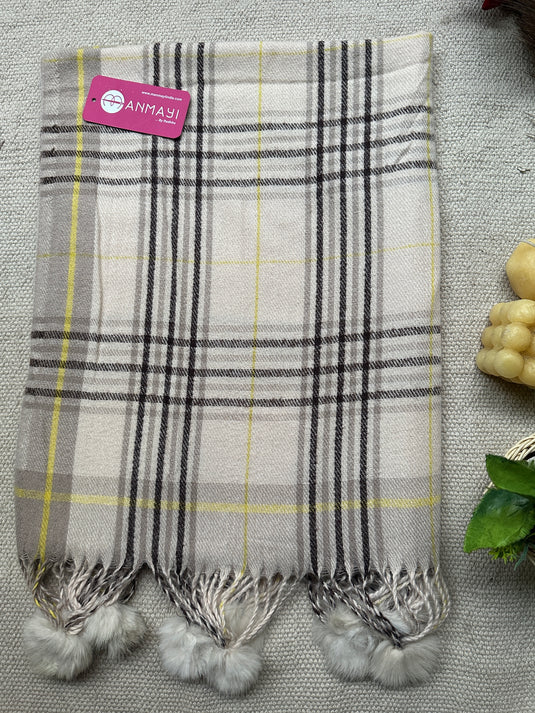 Soft check pom pom stoles