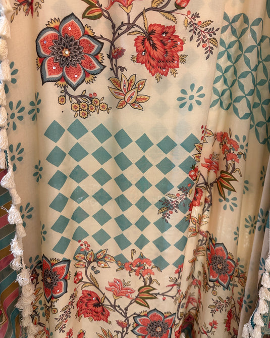 Assorted pure muslin digital print suit sets with highlights