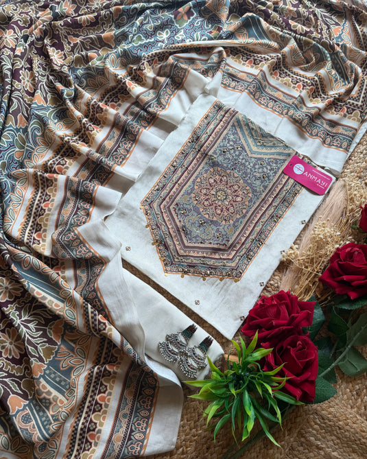 Semi Crepe Persian print suit set