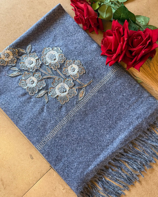 Seaquins patched soft wool stoles