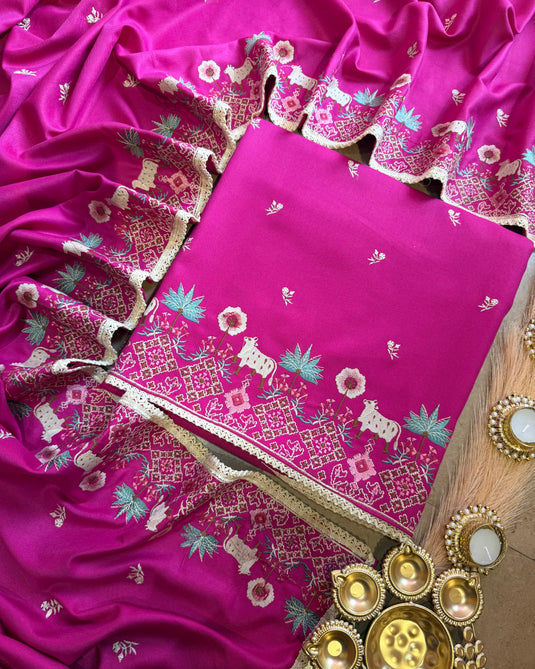 Pichwai Spun Pashmina suit set