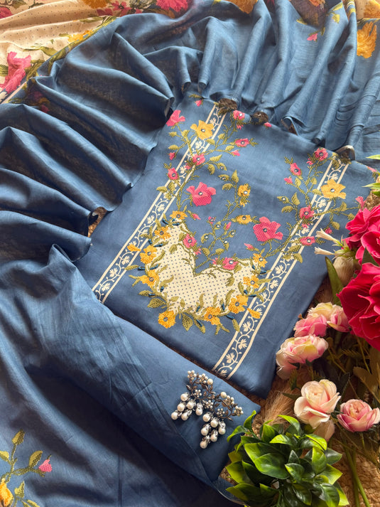 Pakistani stem printed Cambric cotton suit set
