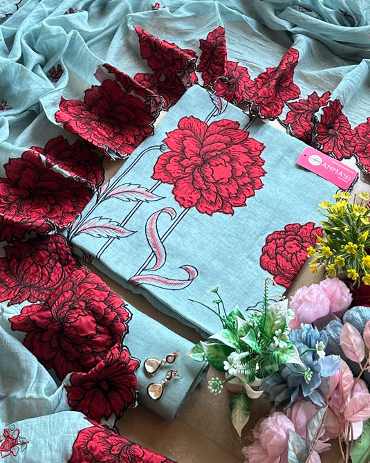 Embroidered cutwork pure mul suits