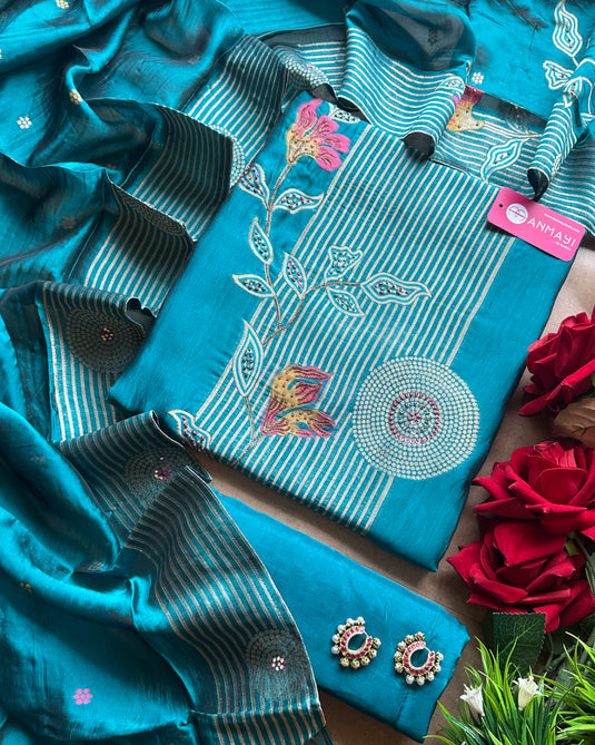 Taffeta silk jacquard banarasi suit set