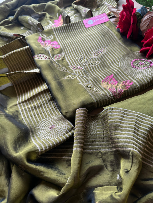 Taffeta silk jacquard banarasi suit set