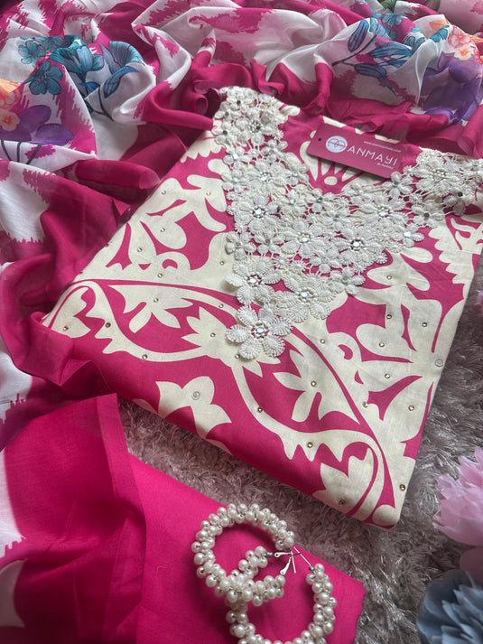 Jaam cotton printed suit set with digital cotton dupattas