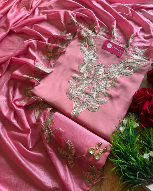 Cutwork embroidered modal suit set