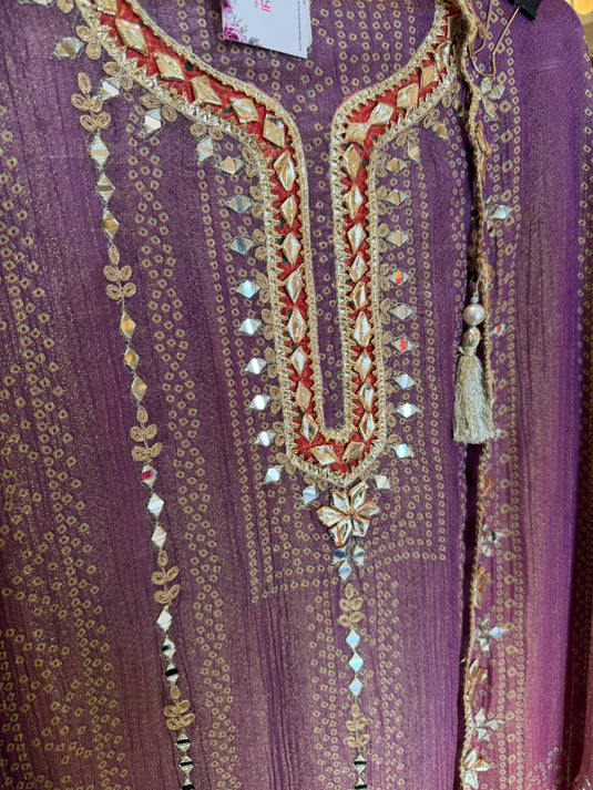 Ombré crushed tissue gotta mirror suit set with tassels
