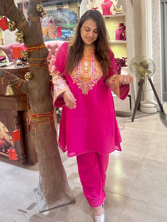 Upada silk leather dori work coord set