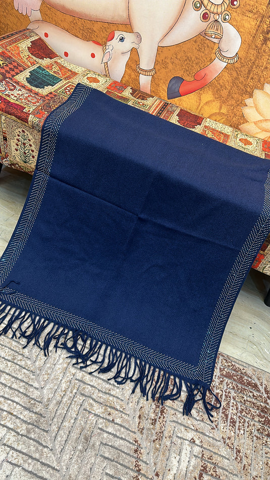 Border stone work soft self wool stole