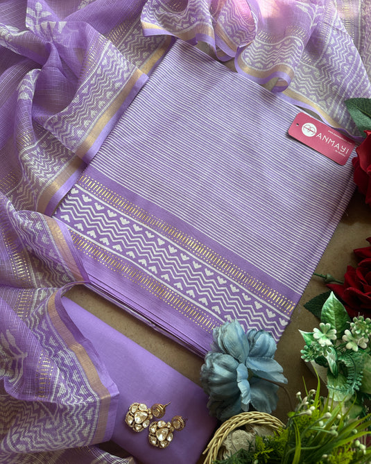 Handblock stripe vegan cotton suit set