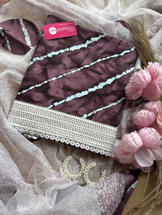 Authentic batik pure cotton suit with Kota patch work dupatta