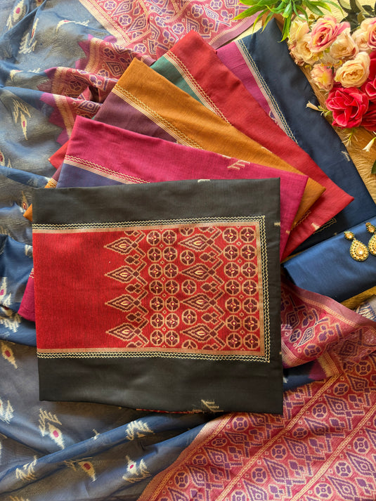 Chanderi silk boho print pita highlights suit set