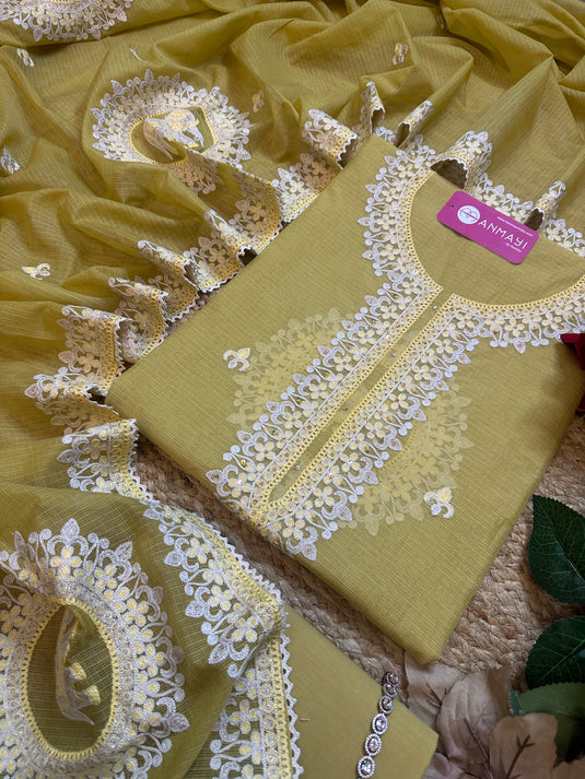 Kota Doria Dori zari embroidered suit set