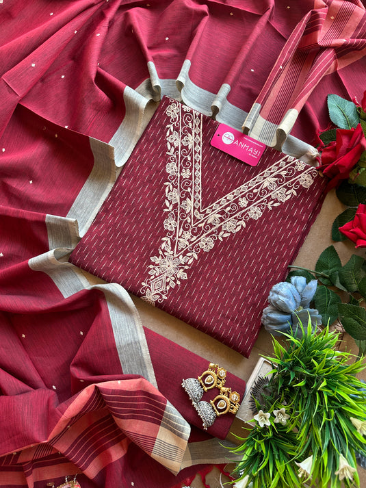 Self weave handloom cotton suit set