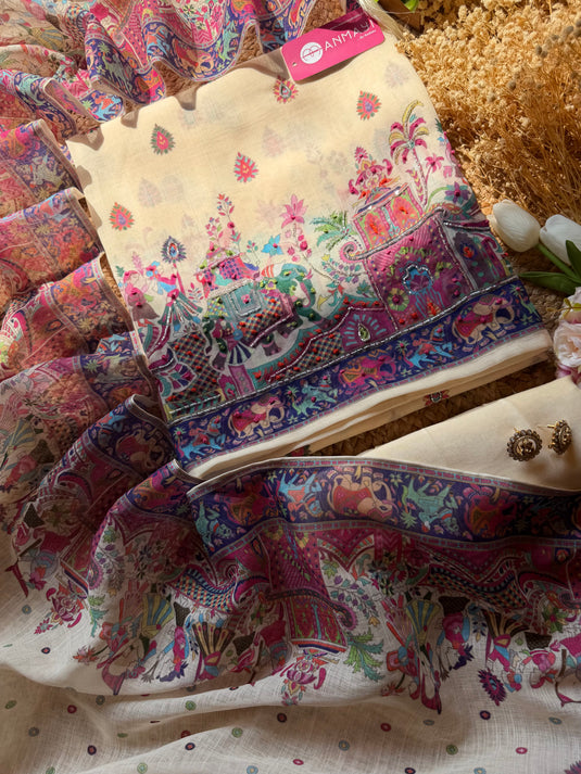 Royal baarat linen ivory suit set