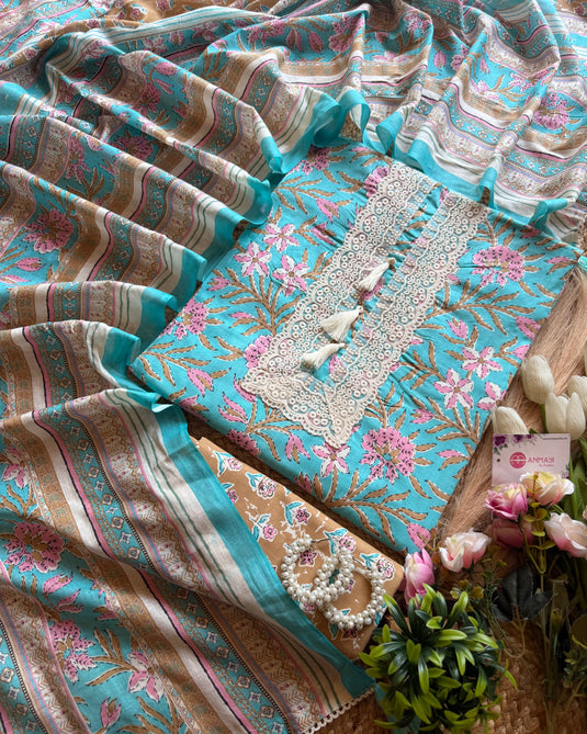 Fairy tassel print Cambric cotton suit set