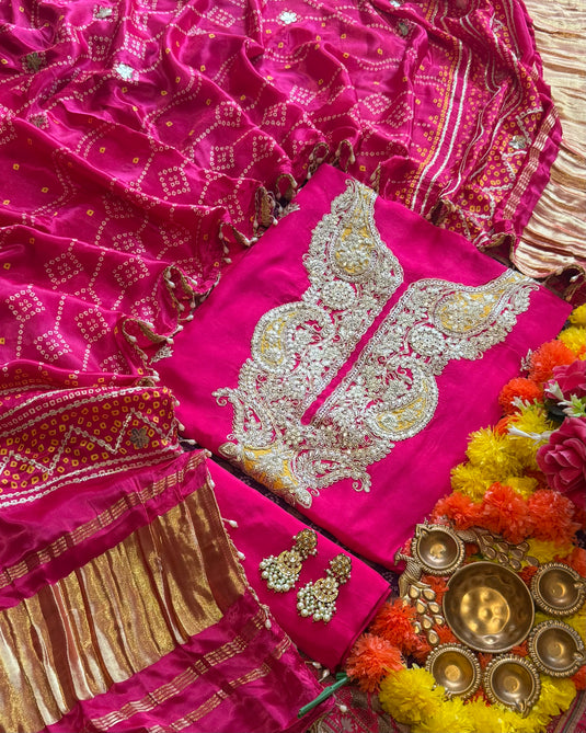 Golden Dori thread neck upada silk suit with gajji dupatta (Potli)