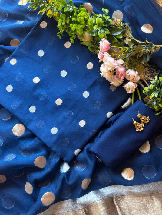 Polka weave mul chanderi suit set