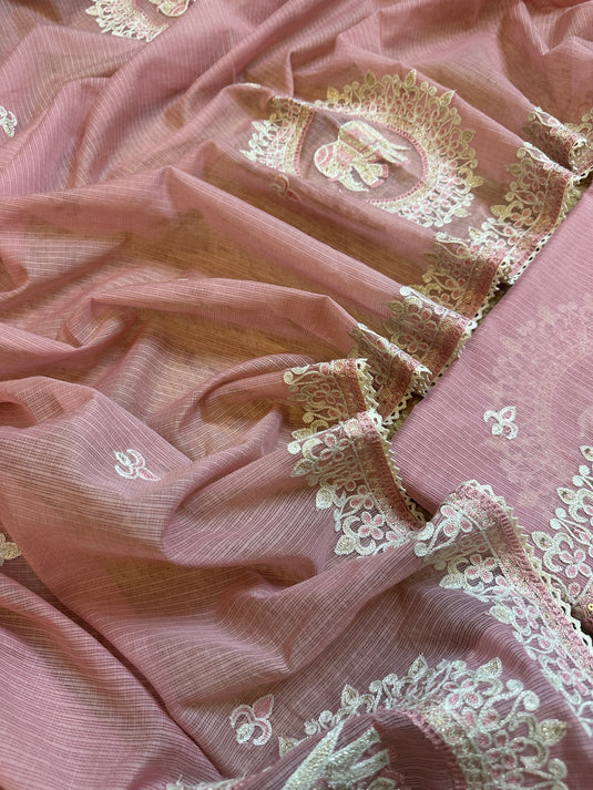 Kota Doria Dori zari embroidered suit set