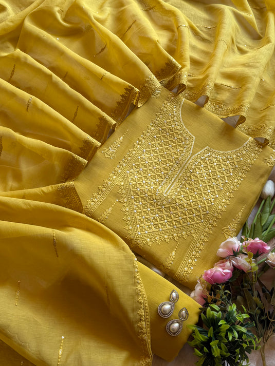 Lucknawi pure Mul cotton suit set