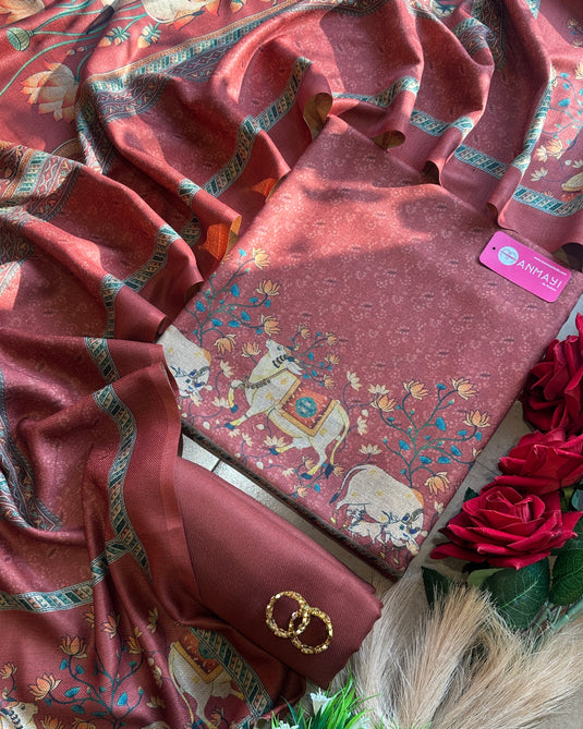 Pichwai cow soft spun suit set