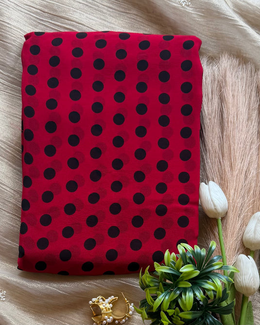 Polka dots Georgette saree with crepe blouse