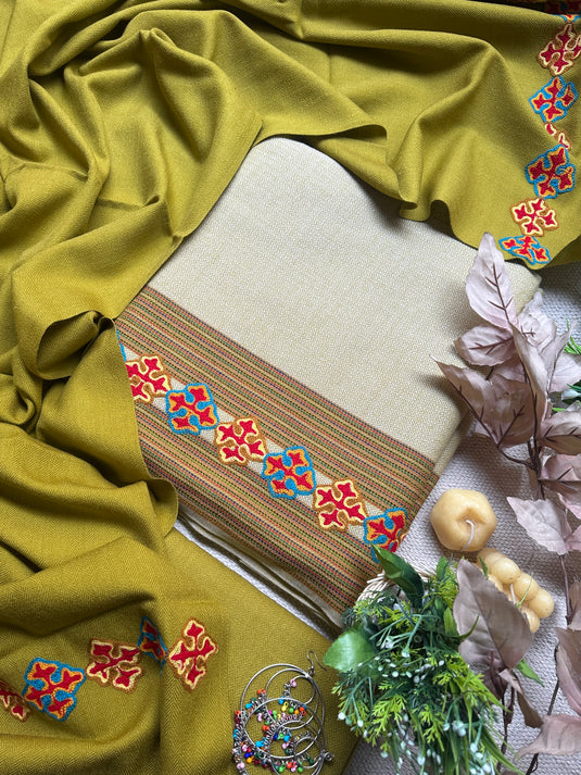 Traditional hand work Kullu weaves pure merino wool suits