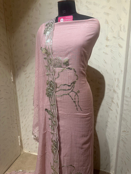 Leather work Mul Chanderi suit set