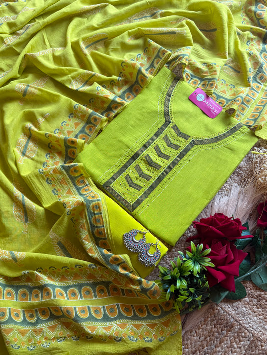 Soft and pure handloom with block print dupatta
