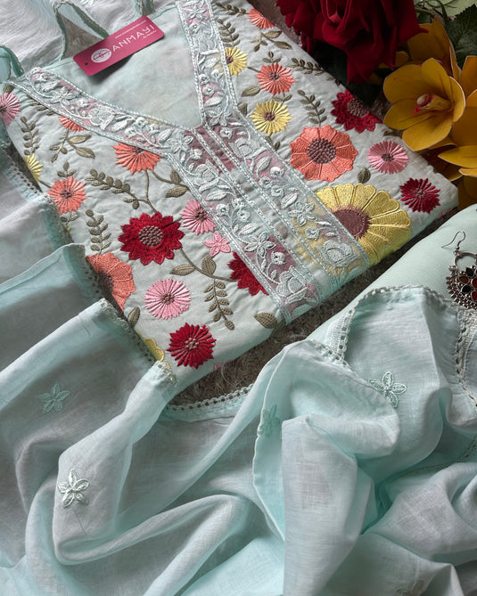 Mul Chanderi Jaal parsi work suit set