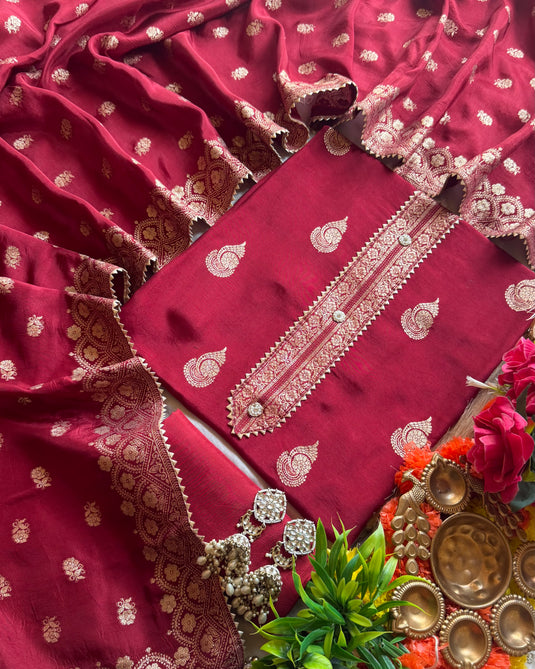 Banarasi Ambi pure Dolla Silk suit set