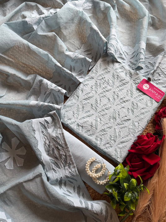 Appliqué work arkandi cotton suit set