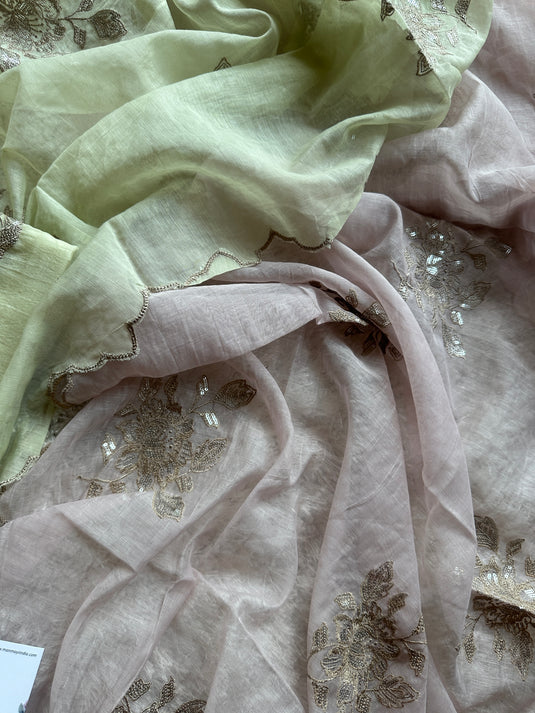 Mul Chanderi zari dori work suit set