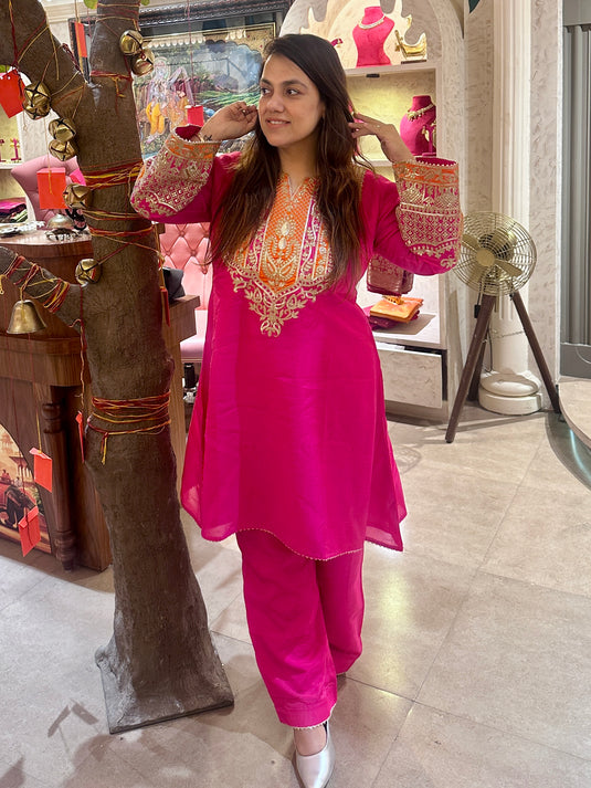 Upada silk leather dori work coord set