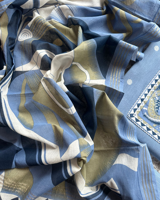 Handloom cotton doll print suit set