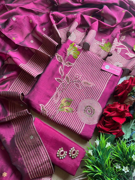 Taffeta silk jacquard banarasi suit set