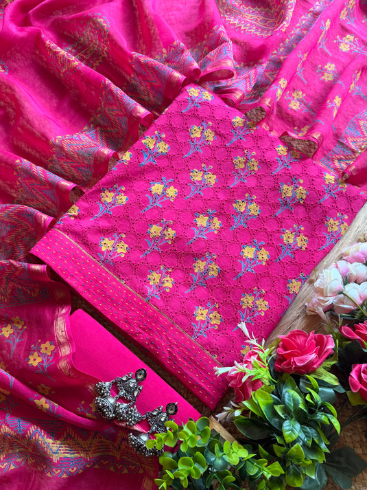 Hakooba leaf print pure cotton suit set