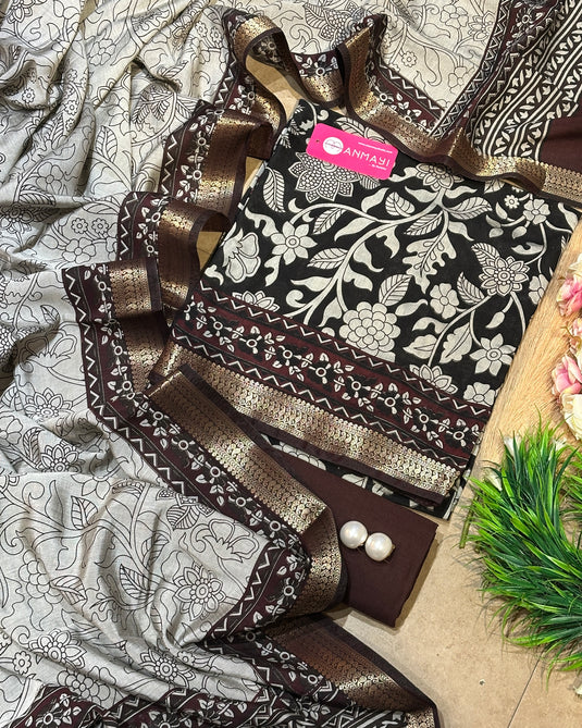 Kalamkari Combination Maheshwari cotton suit set