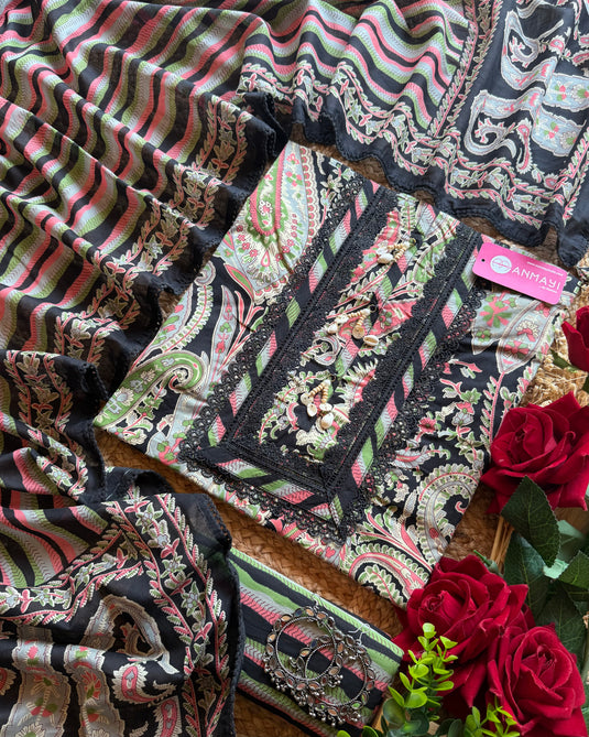 Printed shell neck design 2 fine cambric cotton suit set