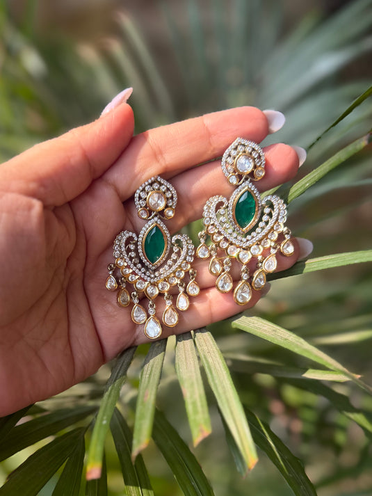 Kundan panna earrings