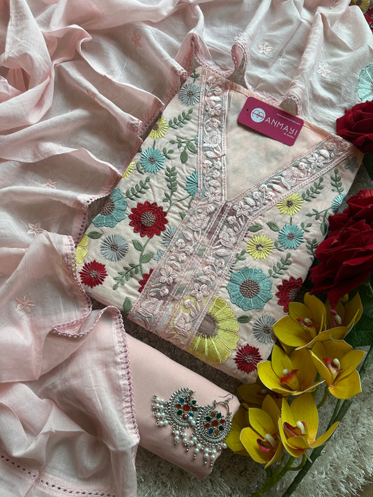 Mul Chanderi Jaal parsi work suit set