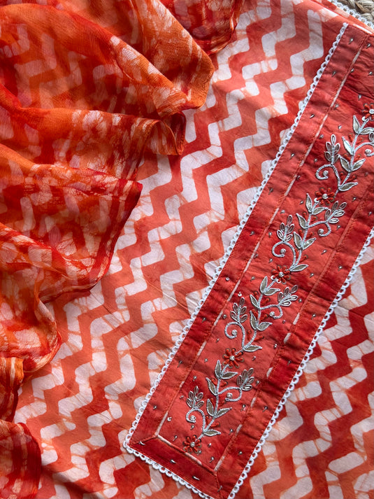 Narangi batik zig zag pure cotton suit set